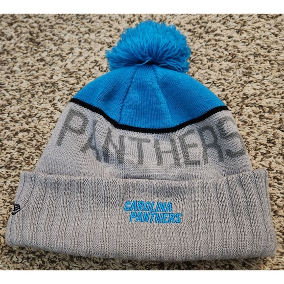 Carolina Panthers New Era Gray Keep Pounding Adult Cuffed Knit Beanie Hat OSFM - Picture 7 of 9